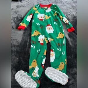 5t carters fleece Christmas footed pajama like new